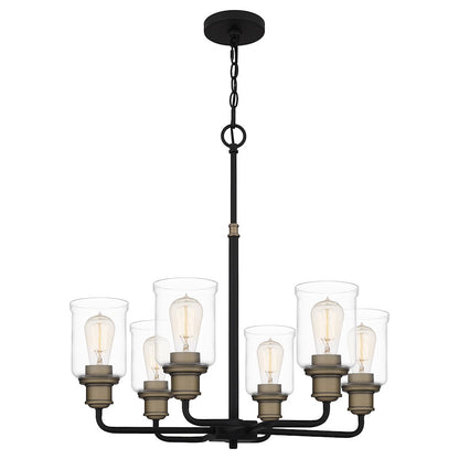 Quoizel Cox  Chandelier, Matte Black/Clear