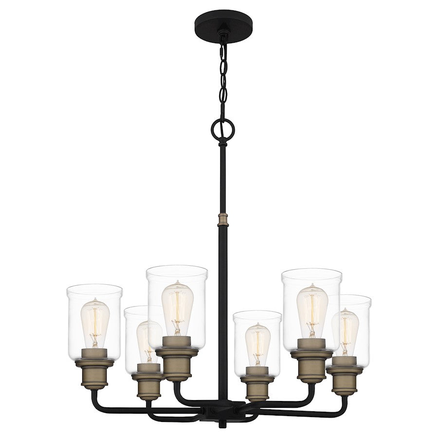 Quoizel Cox 6 Light Chandelier, Matte Black/Clear - COX5025MBK