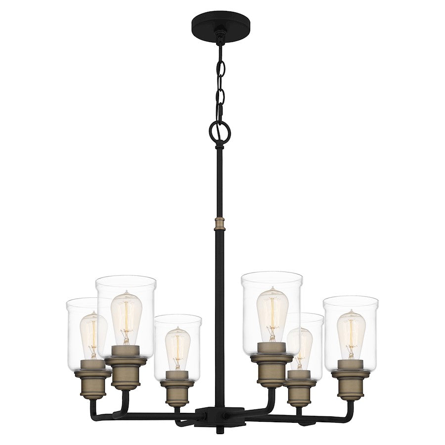 Quoizel Cox  Chandelier, Matte Black/Clear