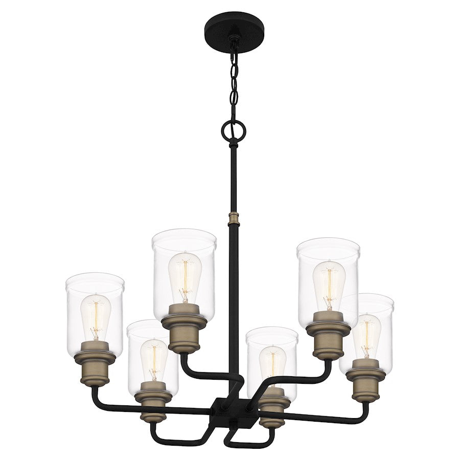 Quoizel Cox  Chandelier, Matte Black/Clear