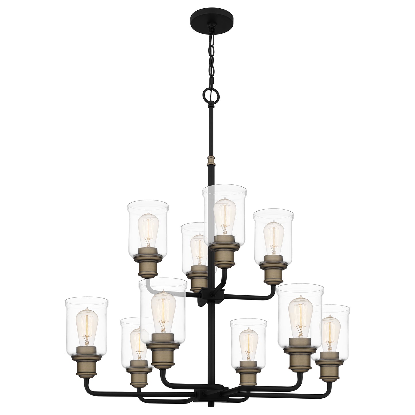 Quoizel Cox 10 Light Chandelier, Matte Black/Clear - COX5030MBK