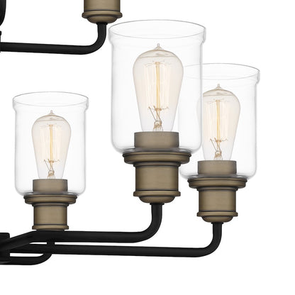 Quoizel Cox 10 Light Chandelier, Matte Black/Clear