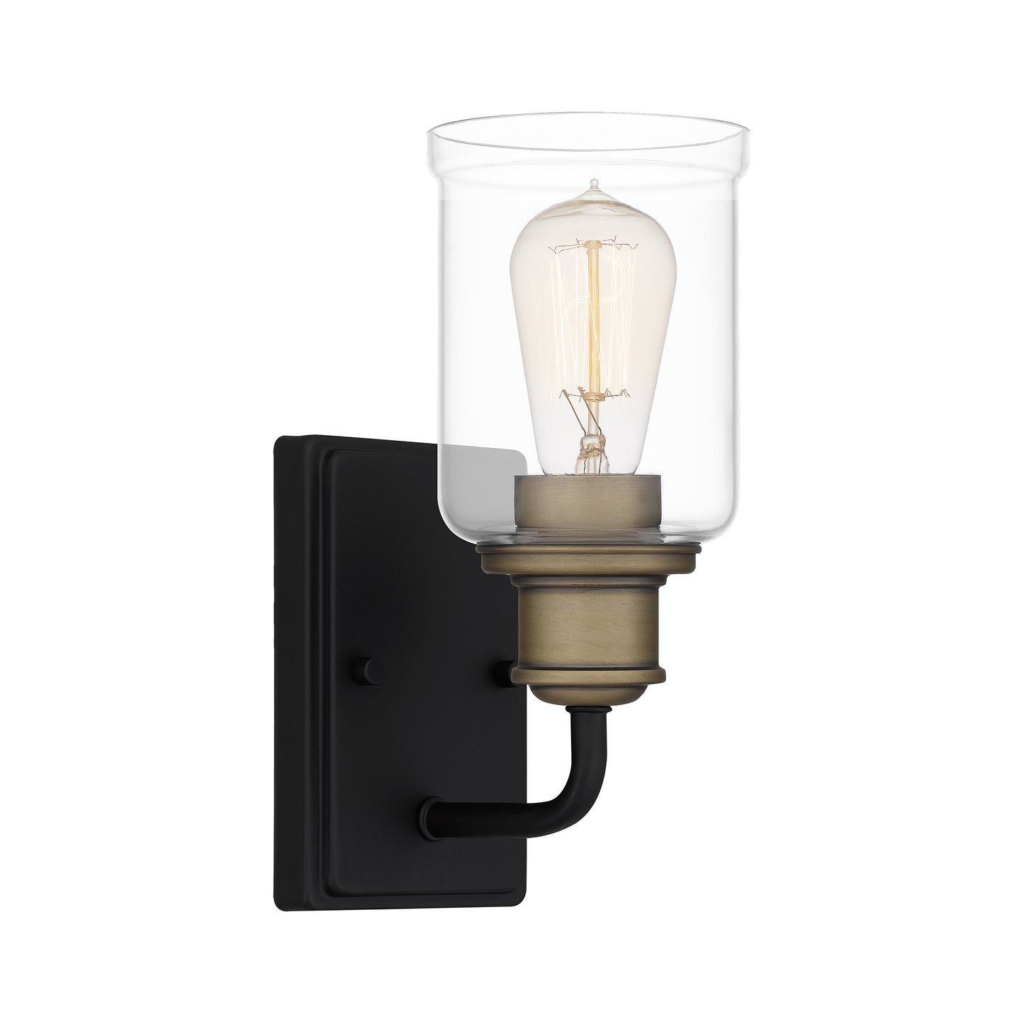 Quoizel Cox 1 Light Wall Sconce, Matte Black/Clear - COX8604MBK