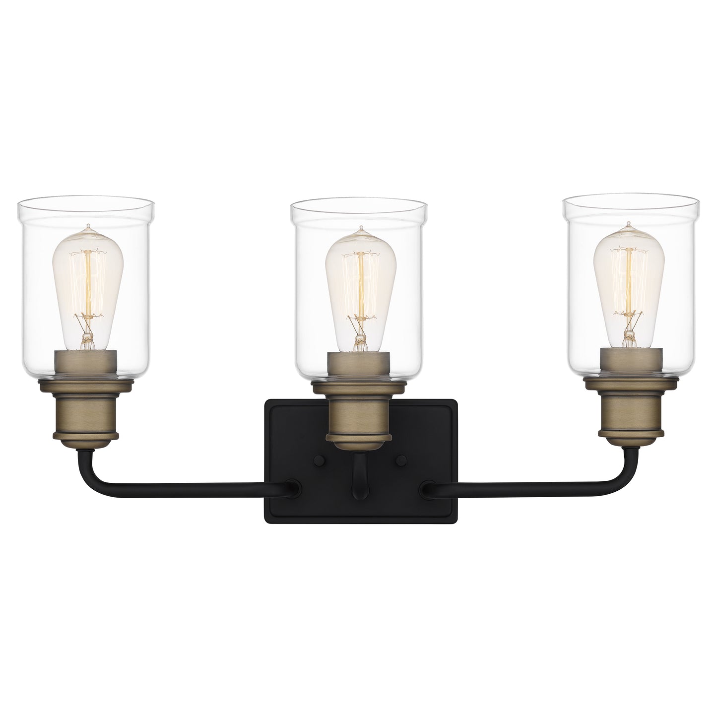 Quoizel Cox 3 Light Bath Vanity Light, Matte Black/Clear - COX8622MBK