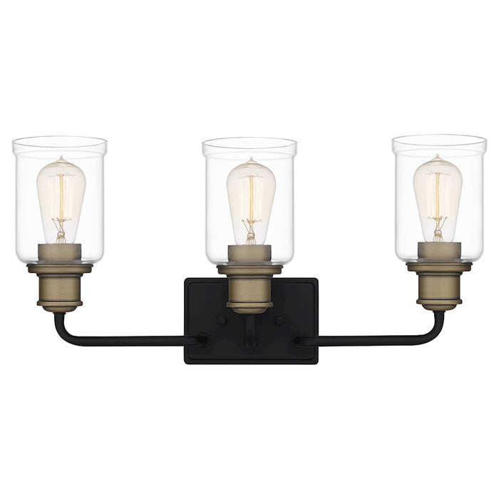 Quoizel Cox 3 Light Bath Vanity Light, Matte Black/Clear