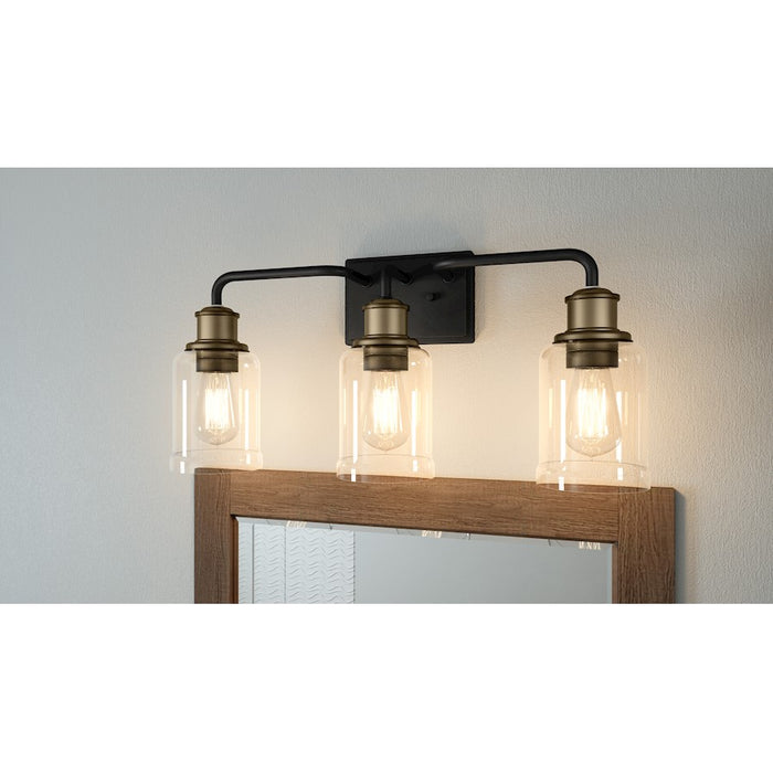 Quoizel Cox 3 Light Bath Vanity Light, Matte Black/Clear