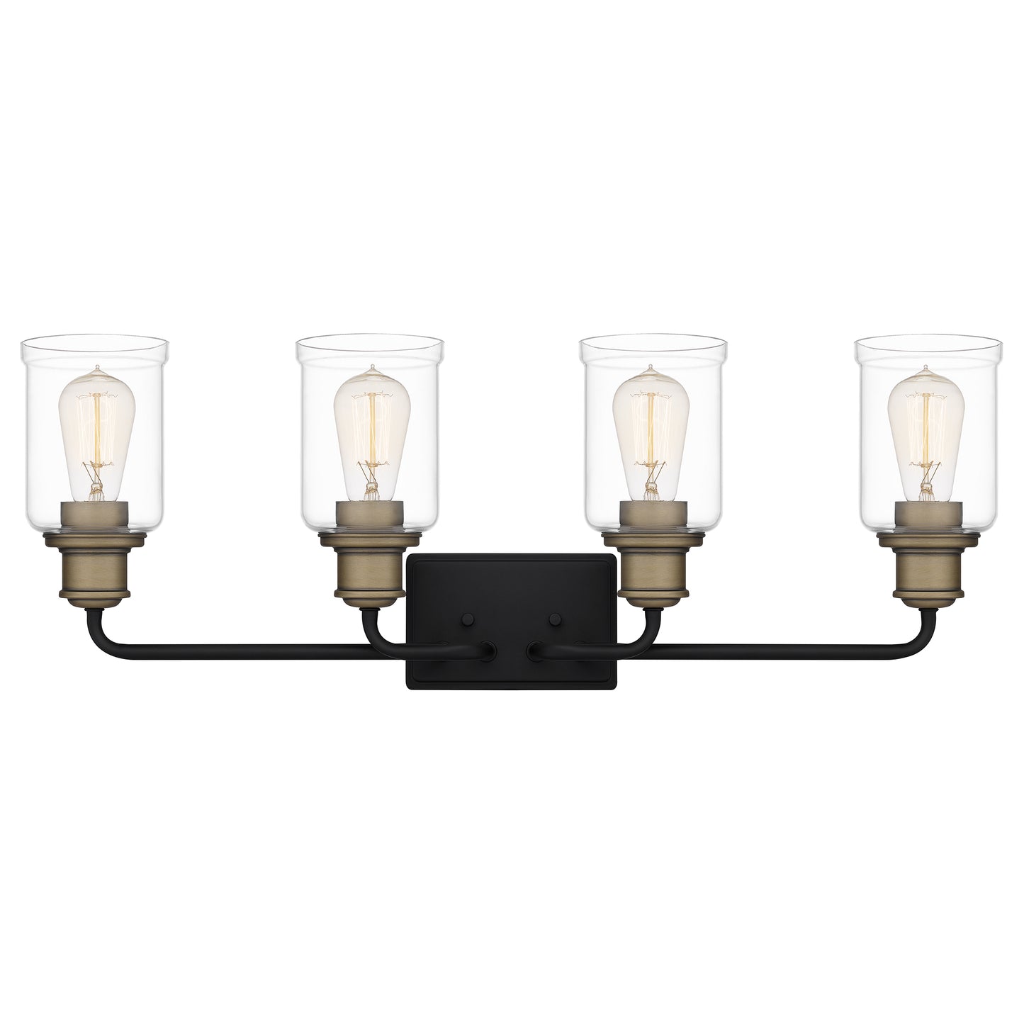 Quoizel Cox 4 Light Bath Vanity Light, Matte Black/Clear - COX8629MBK