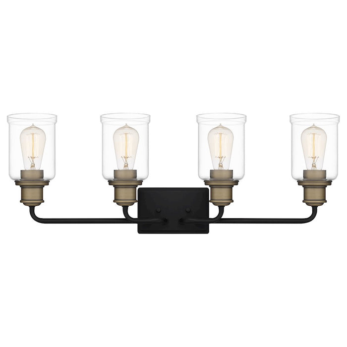 Quoizel Cox 4 Light Bath Vanity Light, Matte Black/Clear