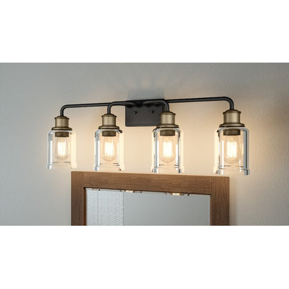 4 Light Bathroom Vanity Light Light, Matte Black