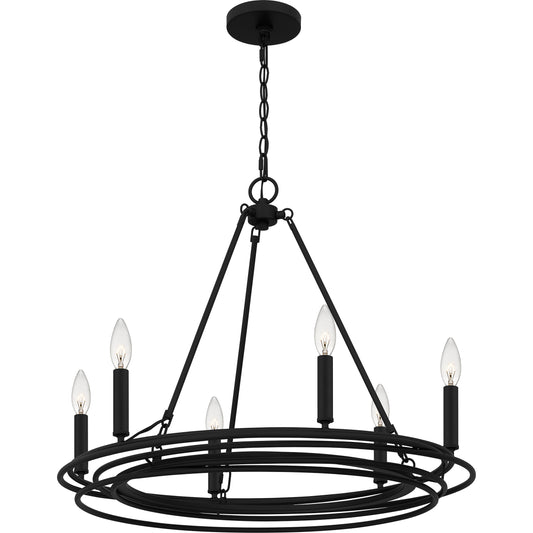 Quoizel Calliope 6 Light Chandelier, Matte Black - CPE5025MBK