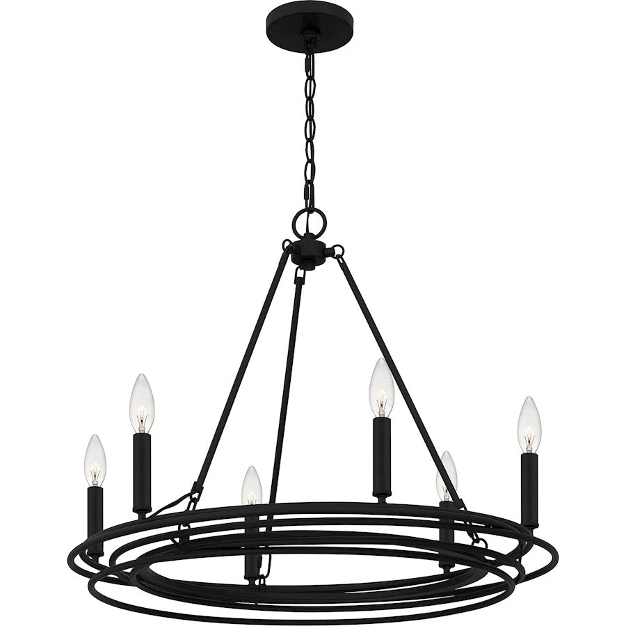 Quoizel Calliope 6 Light Chandelier, Matte Black