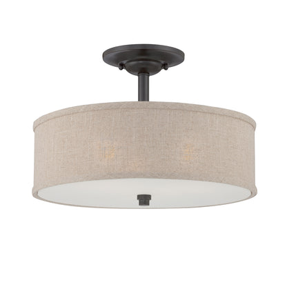 Quoizel 3 Light Cloverdale Semi-Flush Mount, Mottled Cocoa