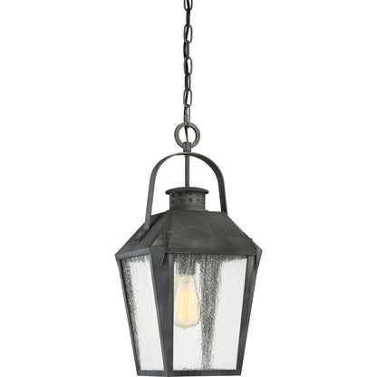 Quoizel Carriage 1 Light Mini Pendant, Mottled Black/Clear Seeded - CRG1510MB