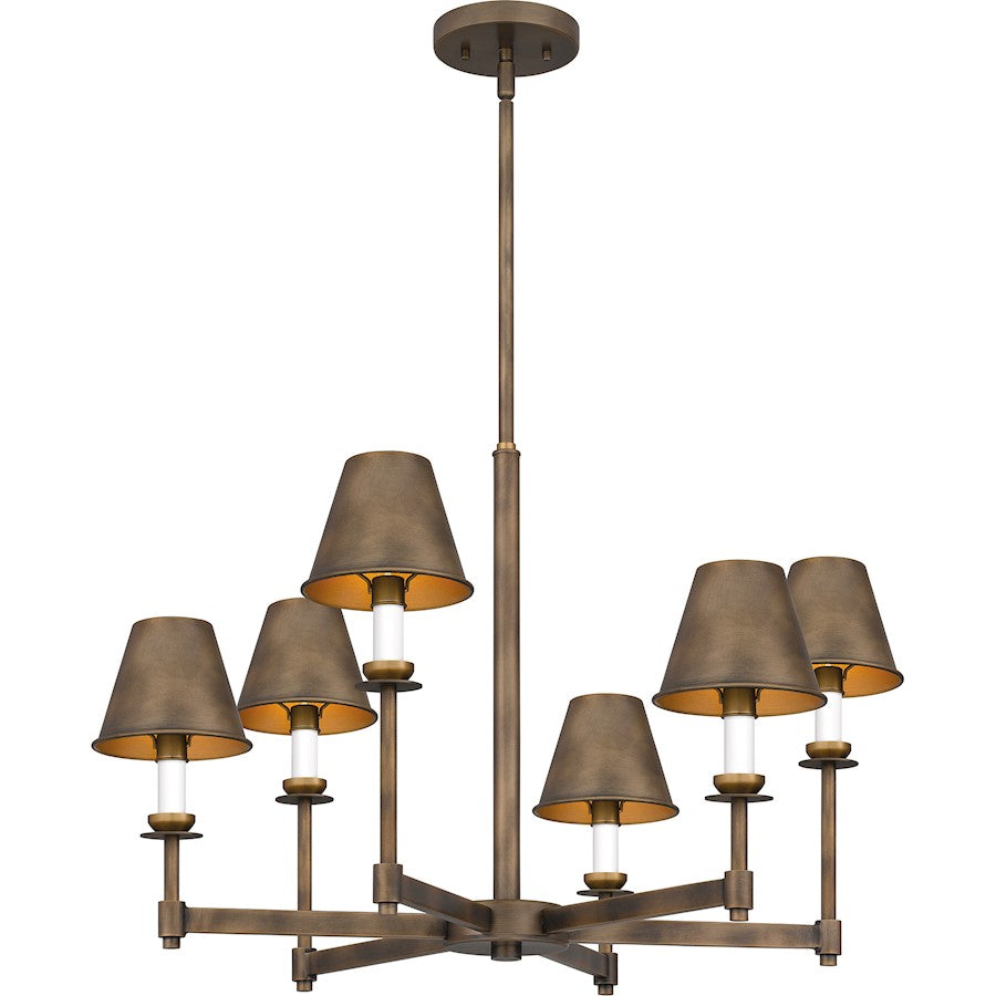 Quoizel Cross 6 Light Chandelier, Statuary Bronze/Metal