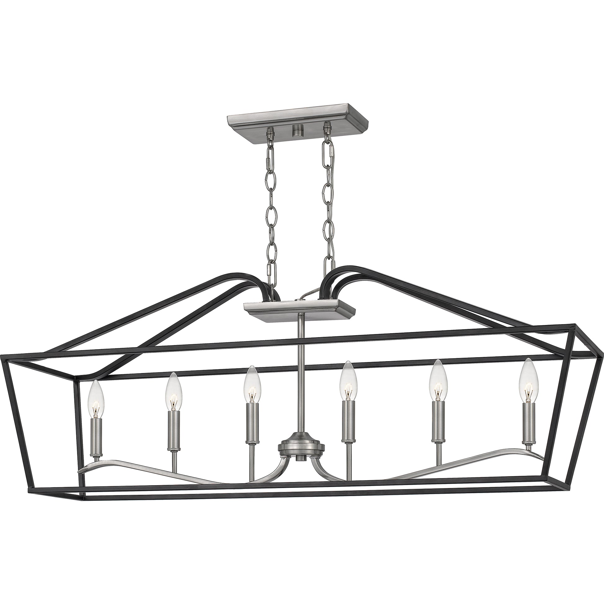 Quoizel Catalina Linear 6 Light Chandelier, Matte Black/Nickel Metal - CTA642MBK