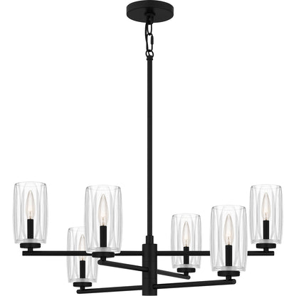 Quoizel Cunningham 6 Light Chandelier, Matte Black/Clear Crystal - CUN5026MBK