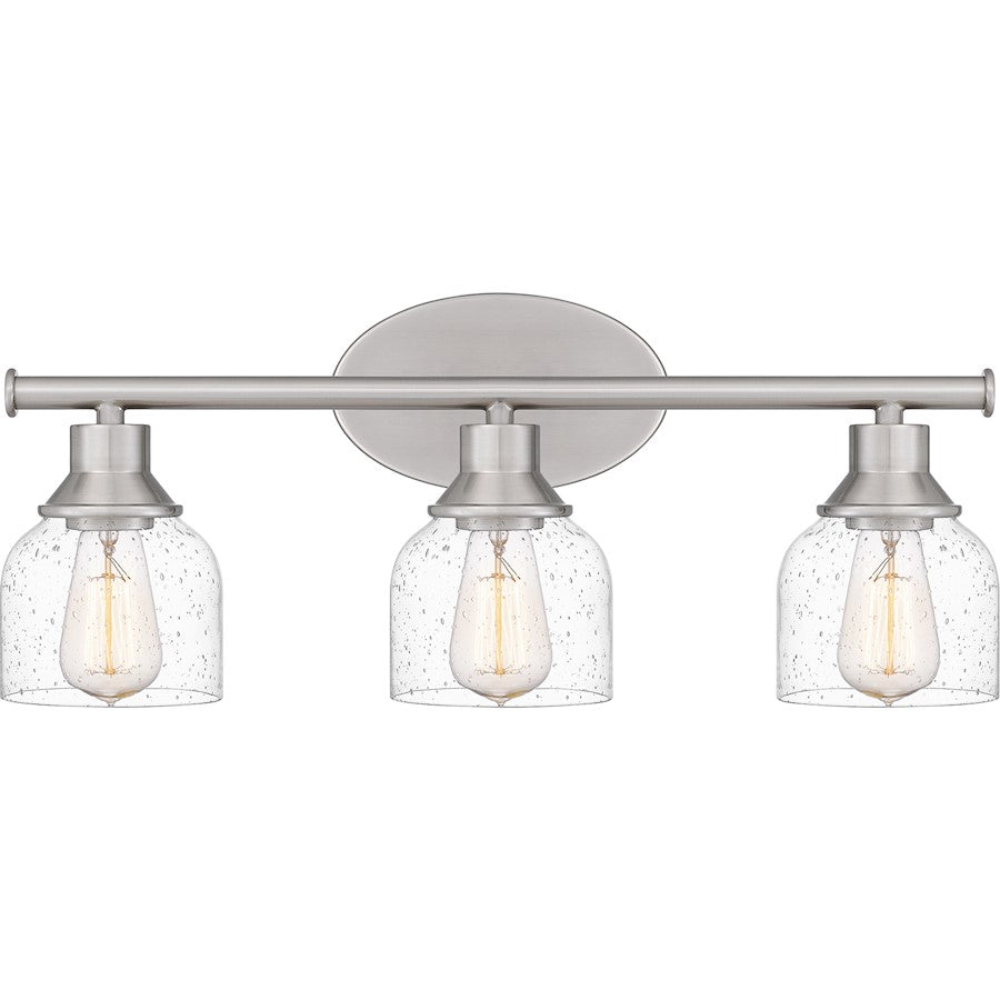 Quoizel Caverly 3 Light Bath Light, Brushed Nickel/Clear Seedy - CVL8622BN