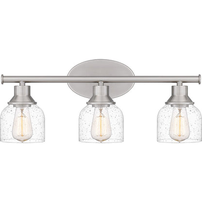 Quoizel Caverly 3 Light Bath Light, Brushed Nickel/Clear Seedy - CVL8622BN