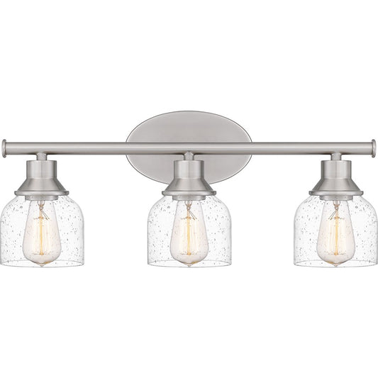 Quoizel Caverly 3 Light Bath Light, Brushed Nickel/Clear Seedy - CVL8622BN