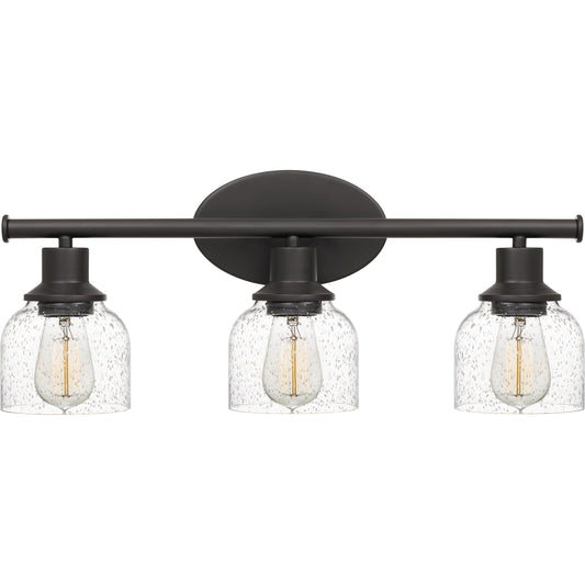 Quoizel Caverly 3 Light Bath Light, Bronze/Clear Seedy - CVL8622BX