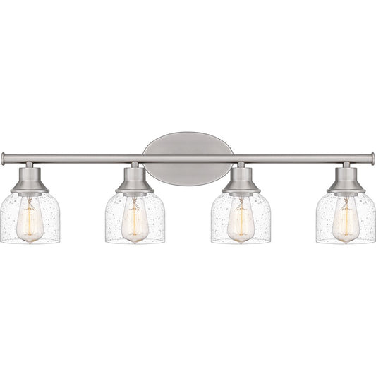 Quoizel Caverly 4 Light Bath Light, Brushed Nickel/Clear Seedy - CVL8631BN