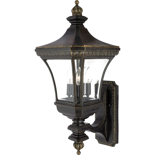 Quoizel 3 Light Devon Up Mount Outdoor Wall Lantern, Imperial Bronze