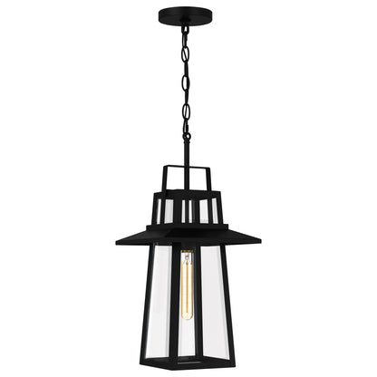 Quoizel Devonport 1 Light Mini Pendant, Matte Black/Clear Beveled - DEV1510MBK