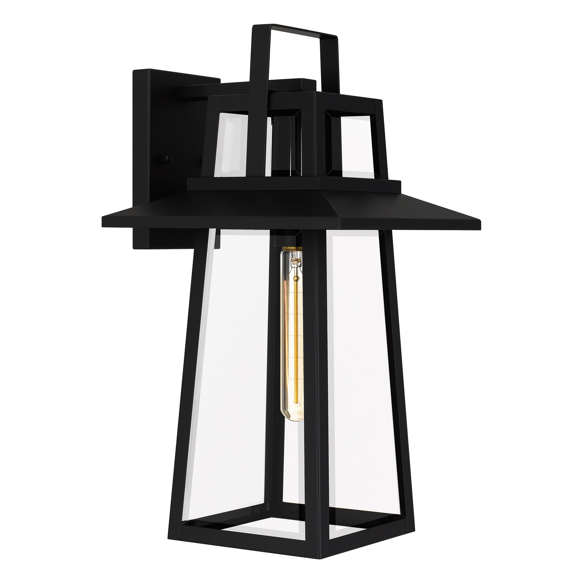 Quoizel Devonport 1 Light 12" Outdoor Lantern, Matte Black/Beveled - DEV8407MBK