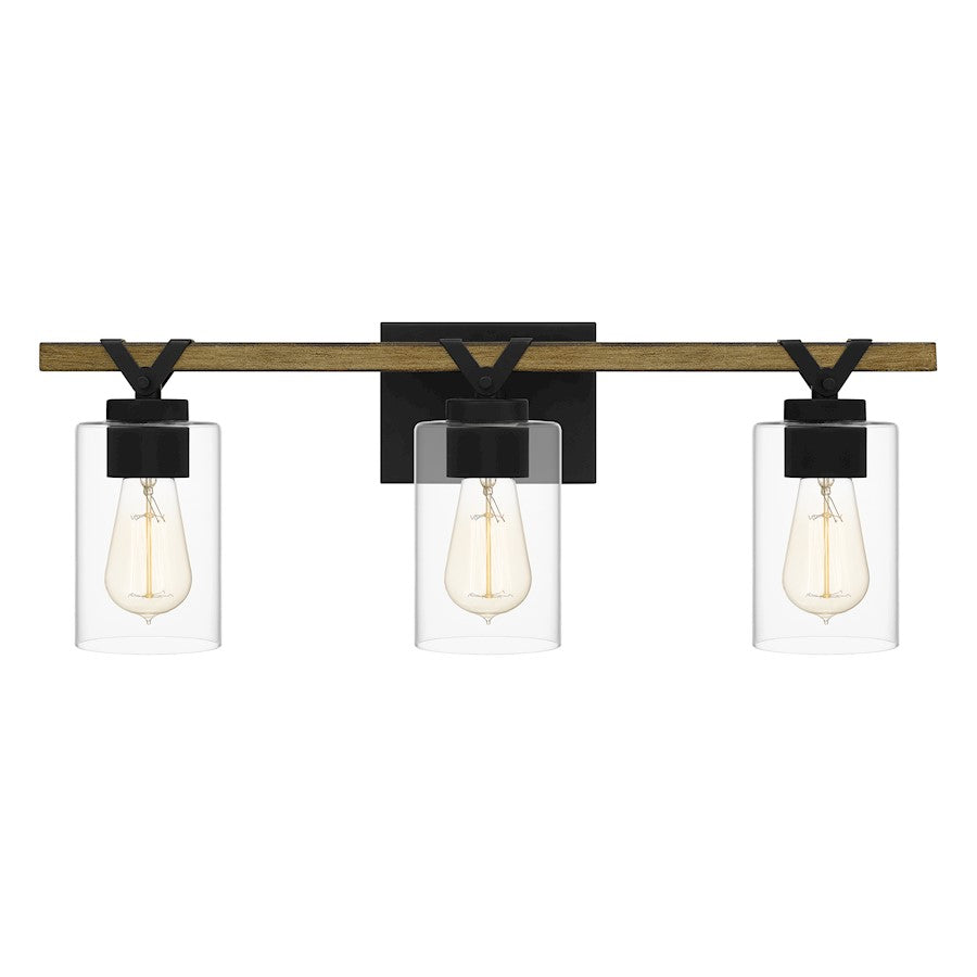 3 Light Bathroom Vanity Light, Matte Black