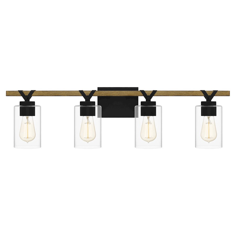 4 Light Bathroom Vanity Light, Matte Black