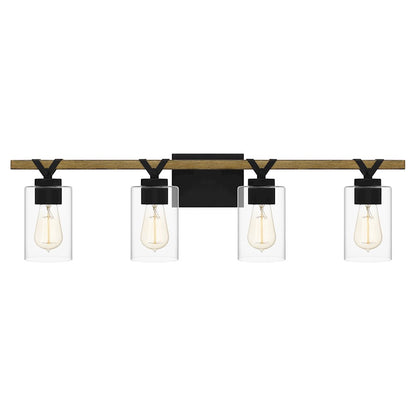 4 Light Bathroom Vanity Light, Matte Black