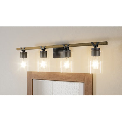 4 Light Bathroom Vanity Light, Matte Black