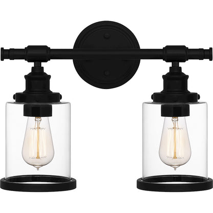 Quoizel Dixie 2 Light Bath Light, Matte Black/Clear - DIX8615MBK