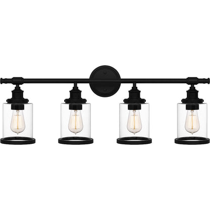 Quoizel Dixie 4 Light Bath Light, Matte Black/Clear - DIX8632MBK