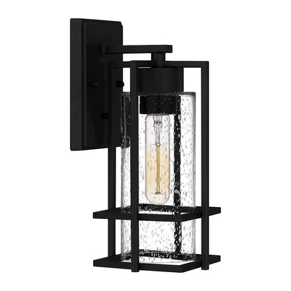 Quoizel Damien 1 Light Outdoor Lantern, Earth Black/Clear Seeded