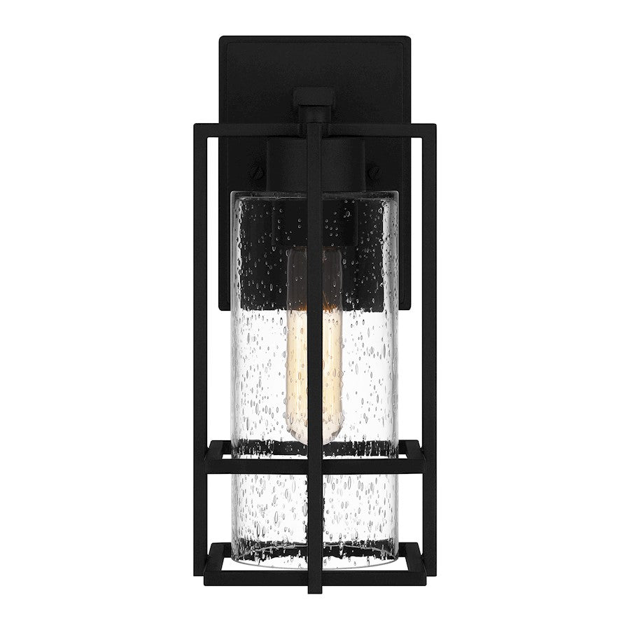 Quoizel Damien 1 Light Outdoor Lantern, Earth Black/Clear Seeded