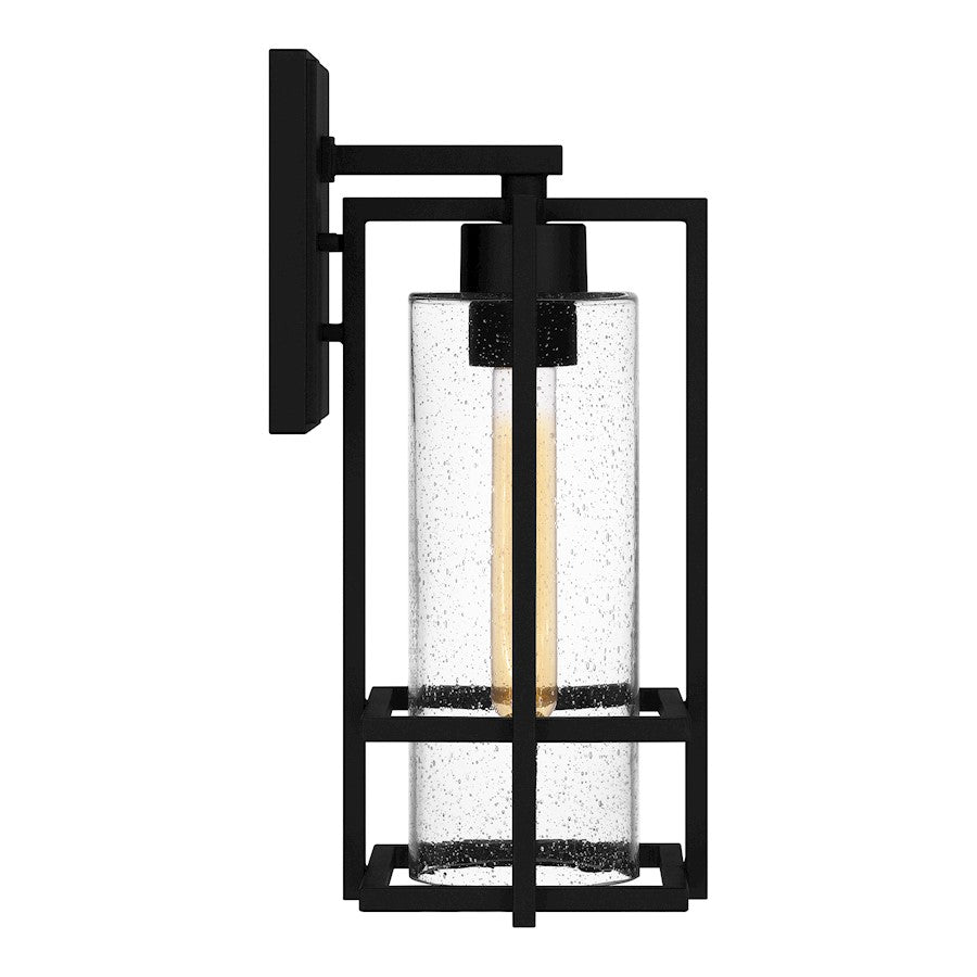 Quoizel Damien 1 Light Outdoor Lantern, Earth Black/Clear Seeded