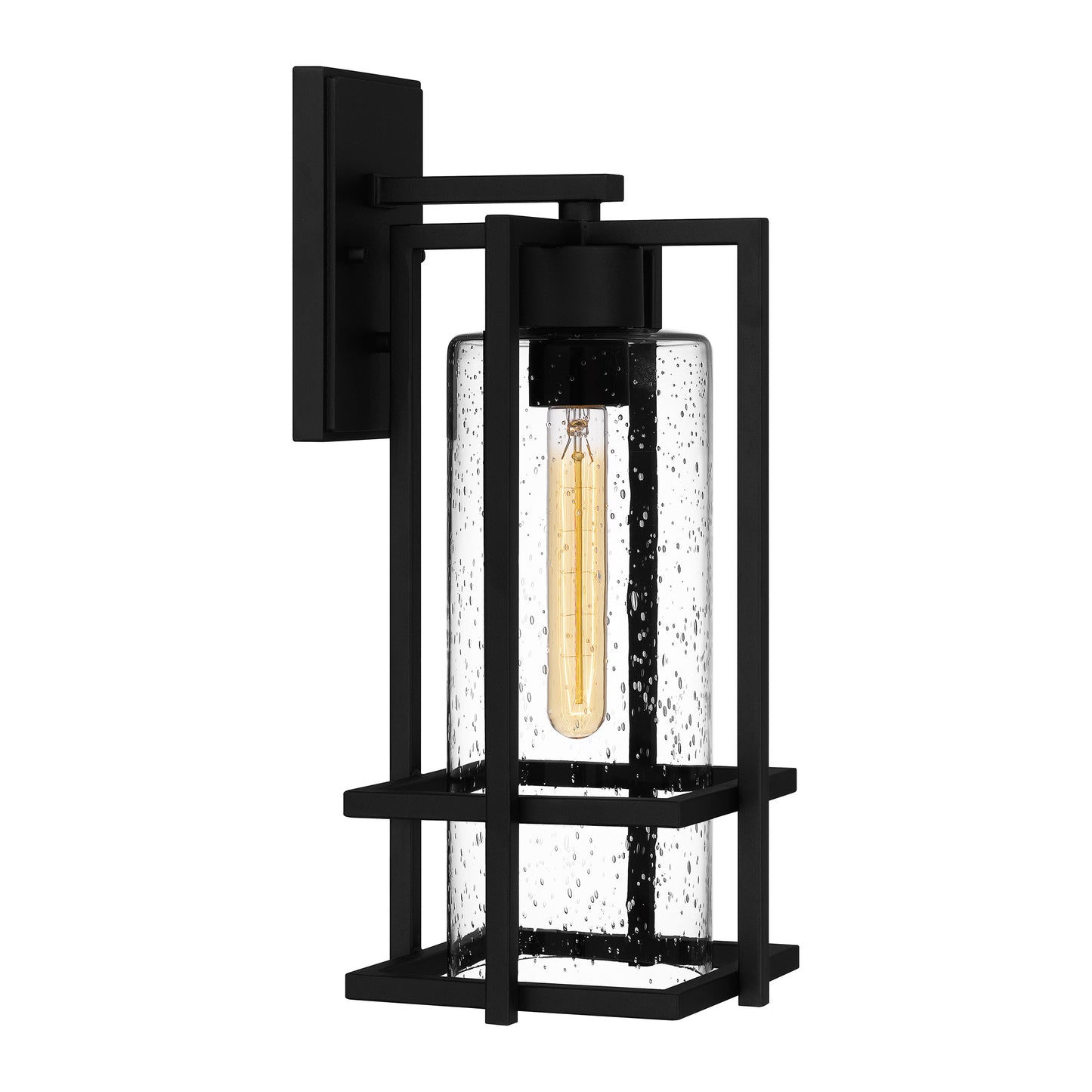 Quoizel Damien 1 Light 8" Outdoor Lantern, Earth Black/Clear Seeded - DMN8407EK