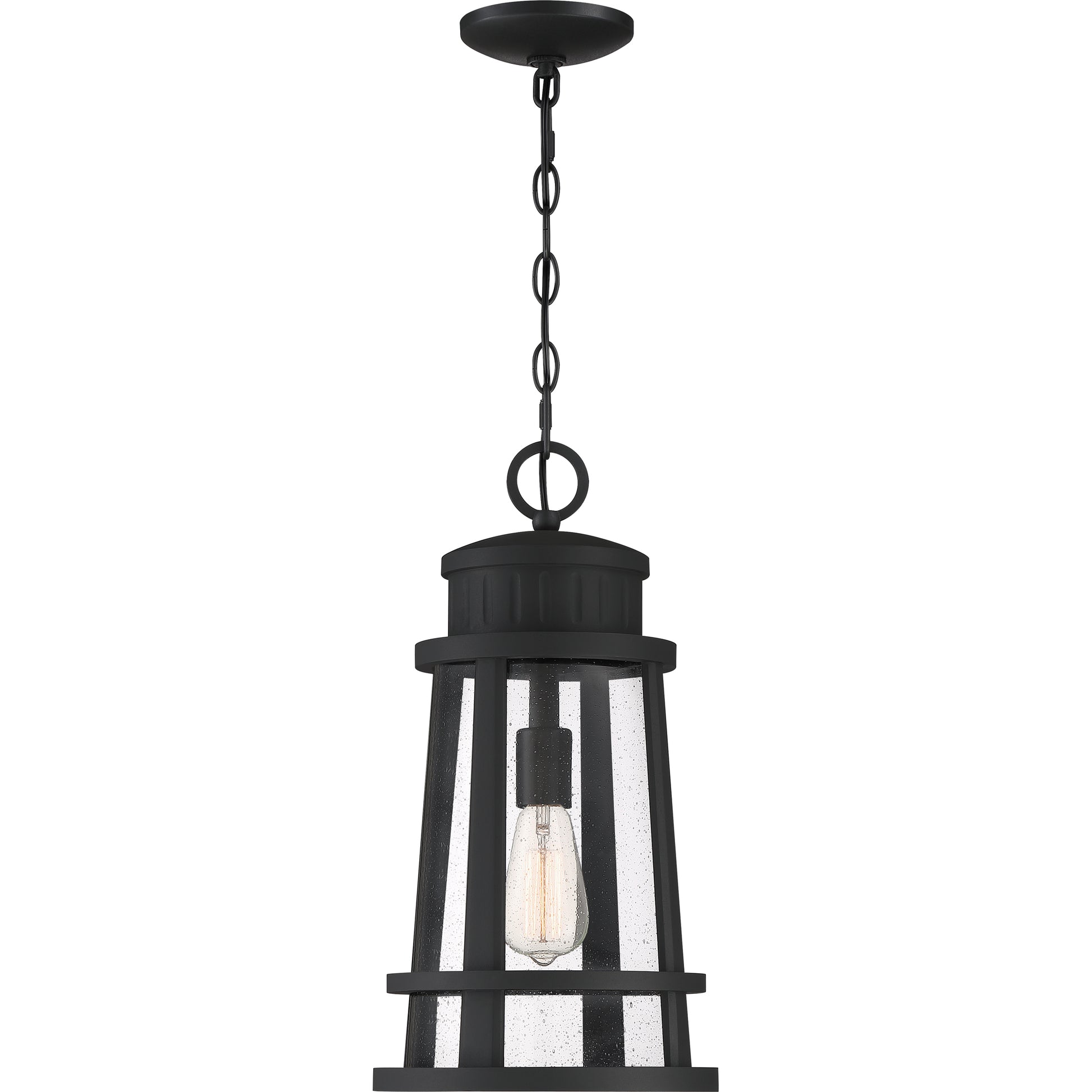 Quoizel Dunham 1 Light Outdoor Hanging, Earth Black/Seeded Glass - DNM1910EK