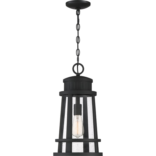 Quoizel Dunham 1 Light Outdoor Hanging, Earth Black/Seeded Glass - DNM1910EK