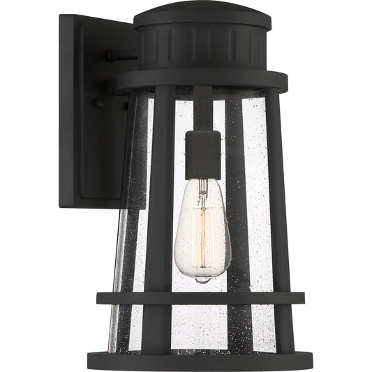 Quoizel Dunham 6.5" 1 Light Outdoor Wall Lantern, Earth Black/Seeded - DNM8406EK