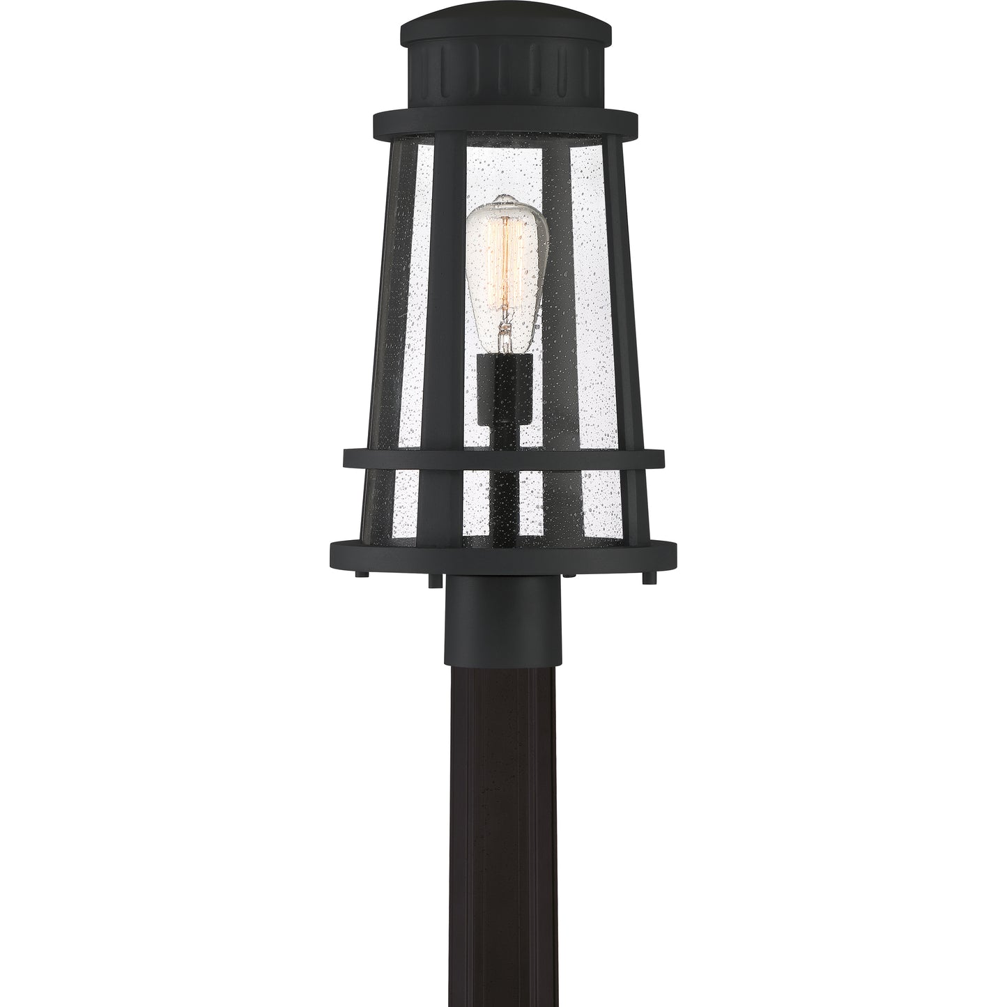 Quoizel Dunham 1 Light Outdoor Post, Earth Black/Clear Seeded Glass - DNM9010EK