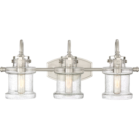 3 Light Bathroom Vanity Light, Brushed Nickel