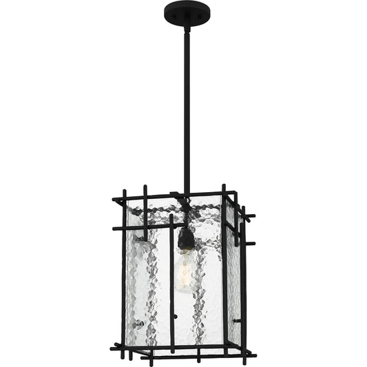 Quoizel Daphne 1 Light Mini Pendant, Matte Black/Clear Ice - DPN1512MBK