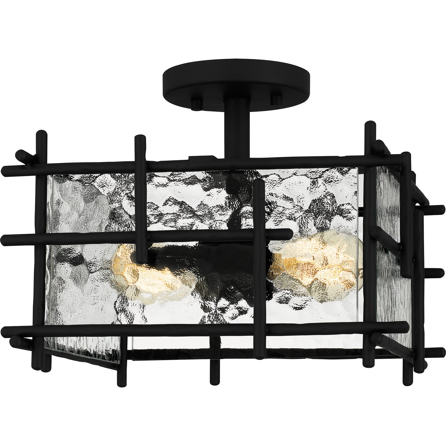 Quoizel Daphne 2 Light Semi-Flush Mount, Matte Black/Clear Ice - DPN1713MBK