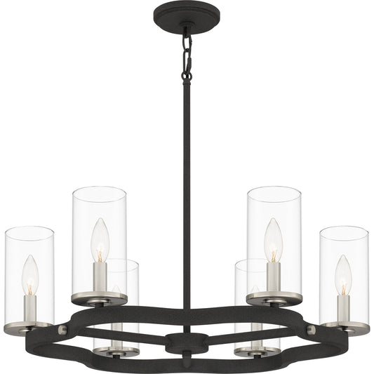 Quoizel Daverty 6 Light Chandelier, Mottled Black/Clear - DVY5026MB