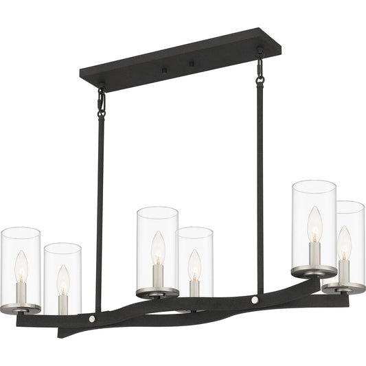 Quoizel Daverty 6 Light Island Light, Mottled Black/Clear - DVY632MB