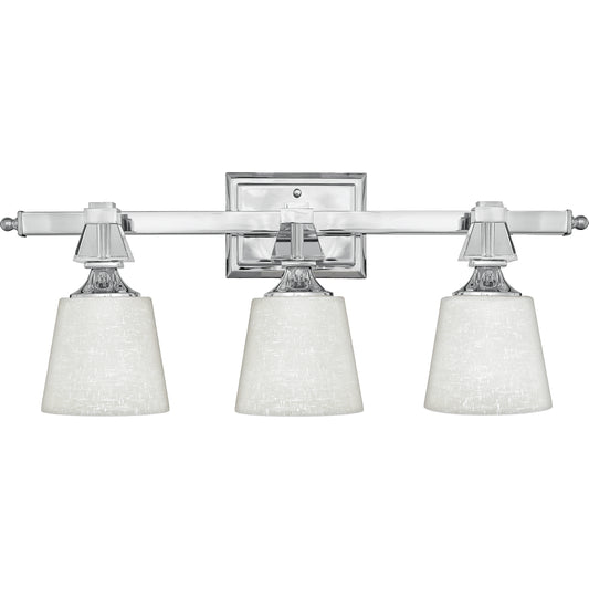 Quoizel 3 Light Deluxe Bath Fixture, Polished Chrome