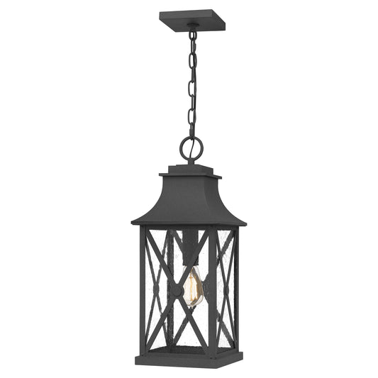 Quoizel Ellerbee 1 Light Mini Pendant, Mottled Black/Clear Seeded - ELB1509MB