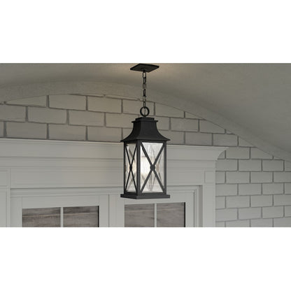 Quoizel Ellerbee 1 Light Outdoor Hanging Lantern, Mottled Black